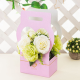 Pink Heart Shape Design Flower Carry Box with Handle