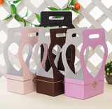 Pink Heart Shape Design Flower Carry Box with Handle